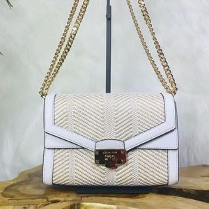 Michael Kors Kinsley Weaved Shoulder Flap Bag
